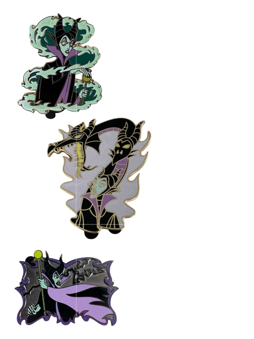 Disney Pins Set of 3 Maleficent Ring of Flames Lightning Dragon LE 1000